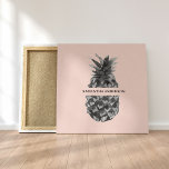 Watercolor Pink & Grey Pineapple | Your  Name Canvas Print<br><div class="desc">Watercolor Pink & Grey Pineapple | Your  Name</div>