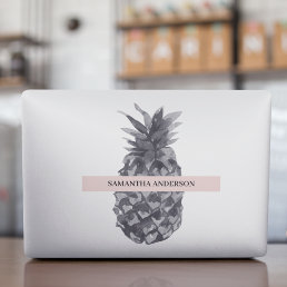 Watercolor Pink &amp; Grey Pineapple | Your  Name HP Laptop Skin