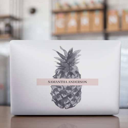 Watercolor Pink  Grey Pineapple  Your  Name HP Laptop Skin