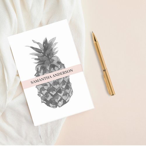 Watercolor Pink  Grey Pineapple  Your  Name Post_it Notes