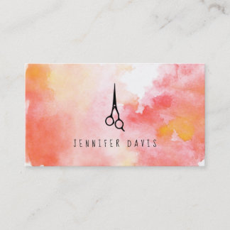 watercolor pink hairstylist hair stylist splatter business card