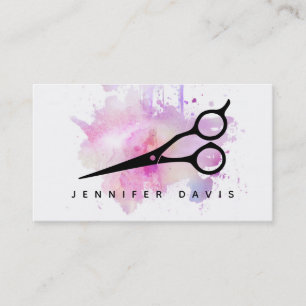 watercolor pink hairstylist hair stylist splatter business card