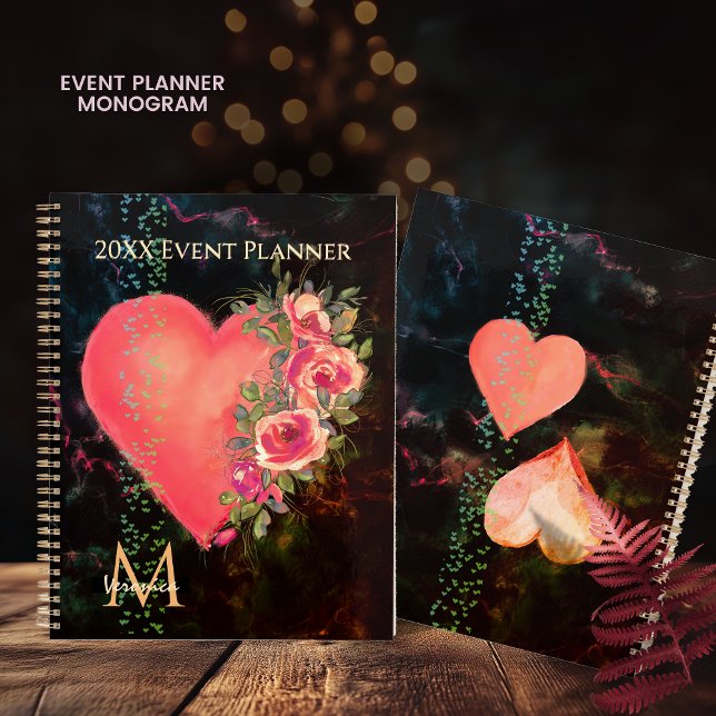 Watercolor Pink Heart Floral Event Planner (Watercolor Pink Heart Floral Event Planner)