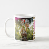Watercolor Pink Heart Gold Photo 1st Mother's Day Coffee Mug (Left)
