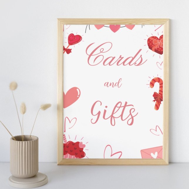 Watercolor pink Heart Valentine card & gifts sign (Creator Uploaded)
