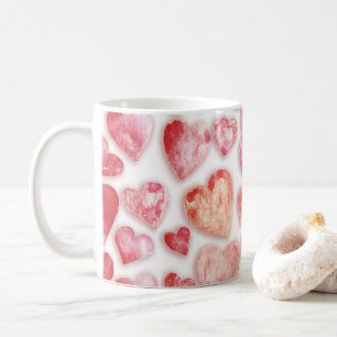Watercolor Pink Hearts Coffee Mug