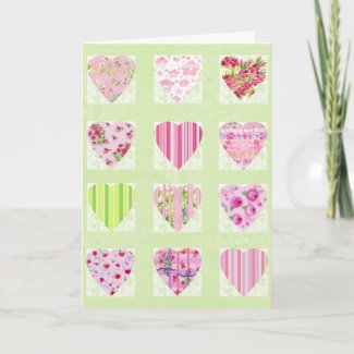 Watercolor Pink Hearts CollageValentine's Day Card