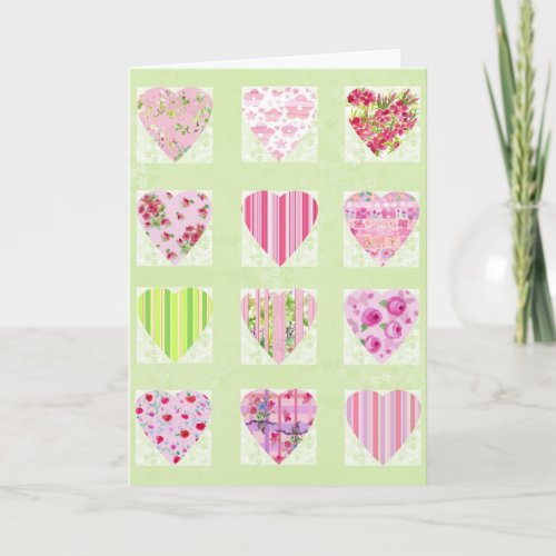 Watercolor Pink Hearts CollageValentines Day Card