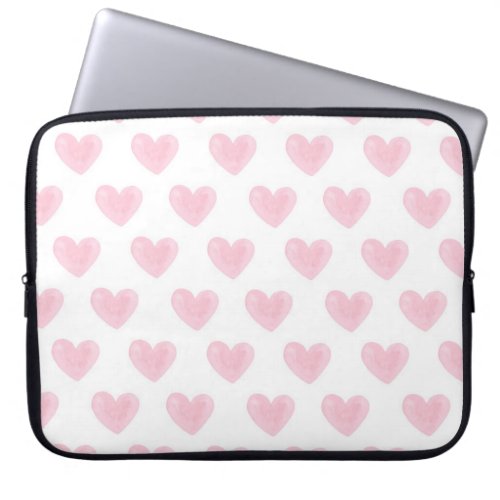 Watercolor pink hearts Cute blush love pattern Laptop Sleeve
