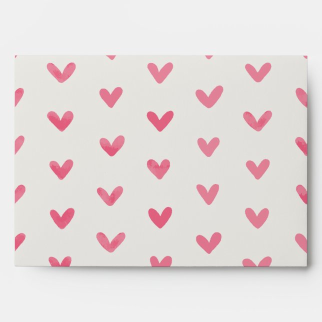 Watercolor Pink Hearts Envelope (Front)