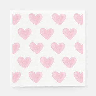 Watercolor pink hearts. Love. Blush Valentines Napkins
