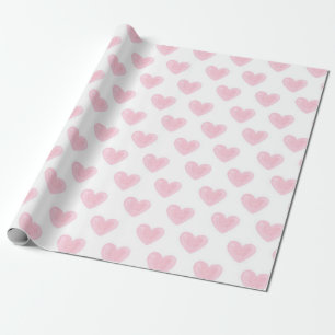 Watercolor pink hearts. Love. Blush Valentines Wrapping Paper