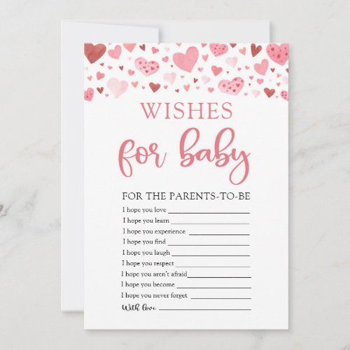 Watercolor Pink Hearts Valentine Wishes for Baby Invitation