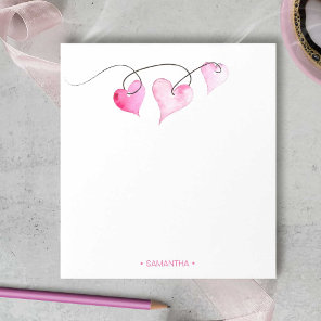 Watercolor Pink Hearts Valentines Day Gifts Notepad