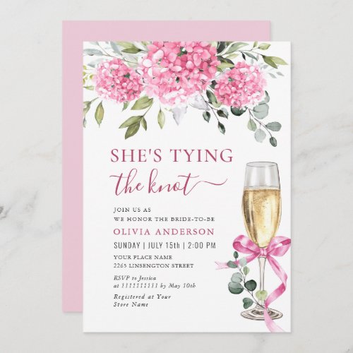 Watercolor Pink Hydrangea Bridal Shower Invitation
