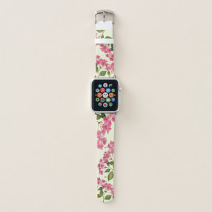 Watercolor Pink Hydrangea Floral Pattern Apple Watch Band