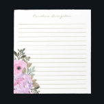 Watercolor Pink Hydrangea Flower Personalized  Notepad<br><div class="desc">Watercolor Pink and Lilac Hydrangea Flower Personalized Lined Notepad</div>