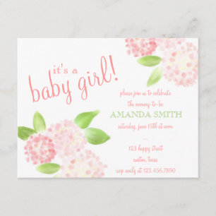 Watercolor Pink Hydrangea Invitation