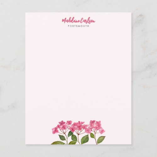 Watercolor Pink Hydrangea Lacecaps Floral Painting
