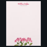 Watercolor Pink Hydrangea Lacecaps Floral Painting Letterhead<br><div class="desc">Based on my watercolor illustration of pink hydrangea lacecaps. Beautiful botanical illustration of gentle color hydrangea lacecaps with their vibrant pink petals,  brings delights and hope to the summer season. The design has texts on the upper side that can be personalized to your preference.</div>
