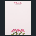 Watercolor Pink Hydrangea Lacecaps Floral Painting Letterhead<br><div class="desc">Based on my watercolor illustration of pink hydrangea lacecaps. Beautiful botanical illustration of gentle color hydrangea lacecaps with their vibrant pink petals,  brings delights and hope to the summer season. The design has texts on the upper side that can be personalized to your preference.</div>