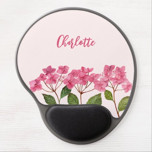 Watercolor Pink Hydrangea Lacecaps Flower Painting Gel Mouse Pad
