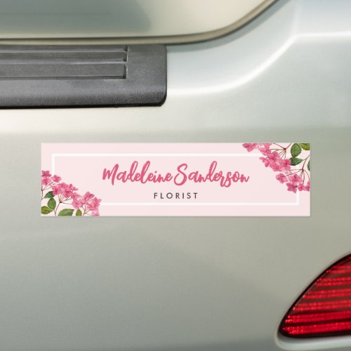 Watercolor Pink Hydrangea Lacecaps Illustration Bumper Sticker