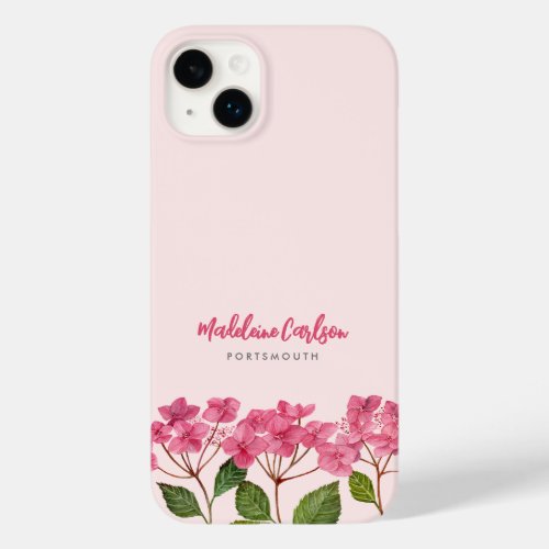 Watercolor Pink Hydrangea Lacecaps Illustration Case_Mate iPhone 14 Plus Case