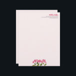 Watercolor Pink Hydrangea Lacecaps Illustration Letterhead<br><div class="desc">Based on my watercolor illustration of pink hydrangea lacecaps. Beautiful botanical illustration of gentle color hydrangea lacecaps with their vibrant pink petals,  brings delights and hope to the summer season. The design has texts on the upper side that can be personalized to your preference.</div>