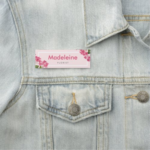 Watercolor Pink Hydrangea Lacecaps Illustration Name Tag