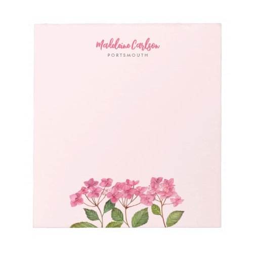 Watercolor Pink Hydrangea Lacecaps Illustration Notepad