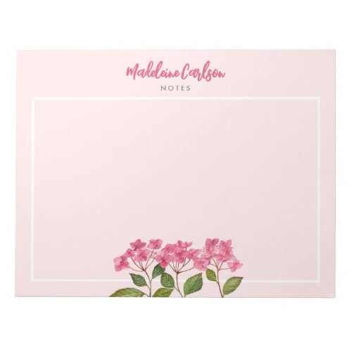 Watercolor Pink Hydrangea Lacecaps Illustration Notepad