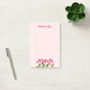 Watercolor Pink Hydrangea Lacecaps Illustration Post-it Notes
