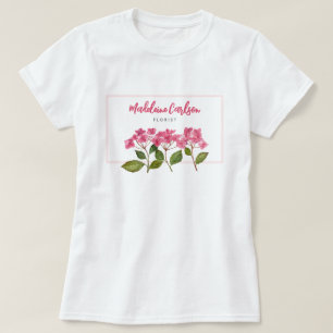 Watercolor Pink Hydrangea Lacecaps Illustration T-Shirt