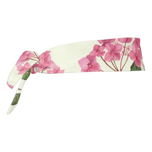 Watercolor Pink Hydrangea Lacecaps Pattern Tie Headband