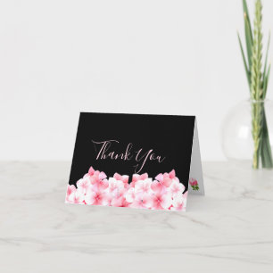 Watercolor Pink Hydrangea Letterpress Thank You Card