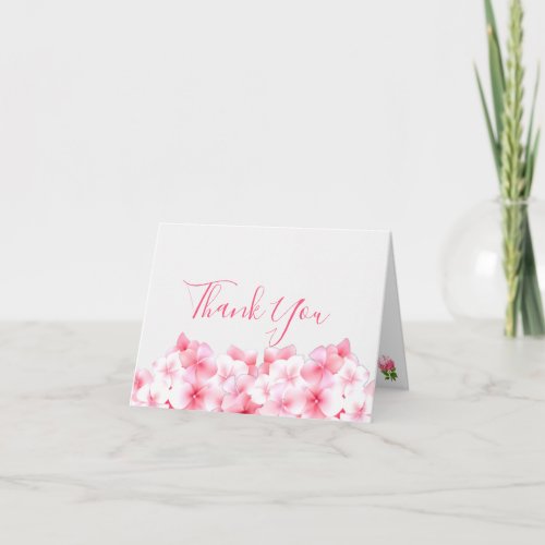 Watercolor Pink Hydrangea Thank You Card