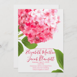 Watercolor Pink Hydrangea Virtual Wedding Invitation