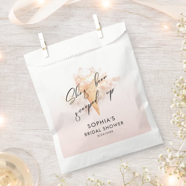 Watercolor Pink Ice Cream Bridal Shower  Favor Bag (Clipped)