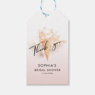 Watercolor Pink Ice Cream Bridal Shower Favors  Gi Gift Tags