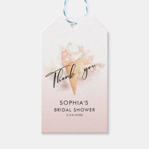 Watercolor Pink Ice Cream Bridal Shower Favors  Gi Gift Tags