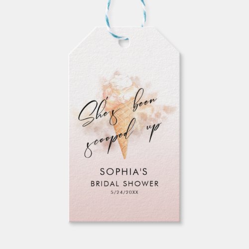 Watercolor Pink Ice Cream Bridal Shower Favors  Gift Tags