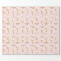 TEDDY BEAR Pink Birthday Wrapping Paper Roll