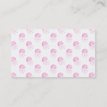 watercolor pink jellyfish beach design business card