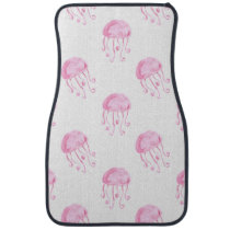 watercolor pink jellyfish beach design car mat