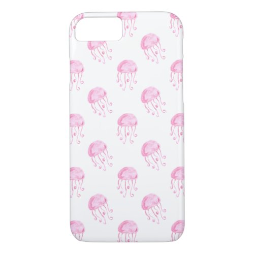 watercolor pink jellyfish beach design iPhone 87 case