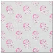watercolor pink jellyfish beach design fabric