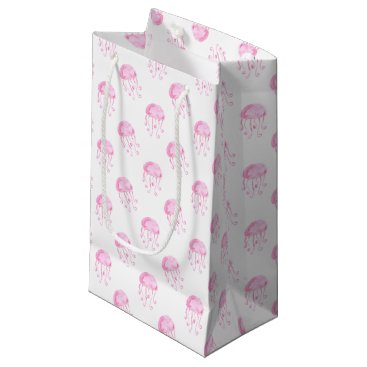 watercolor pink jellyfish beach design small gift bag