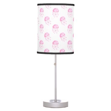 watercolor pink jellyfish beach design table lamp