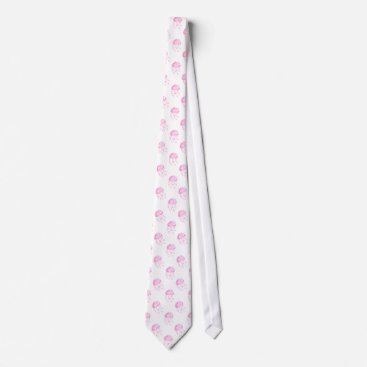 watercolor pink jellyfish beach design tie